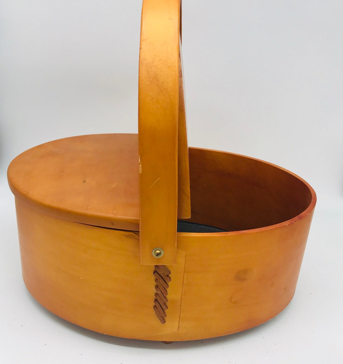 Cesta de madera vintage con mango madera hecha a mano cesta Etsy