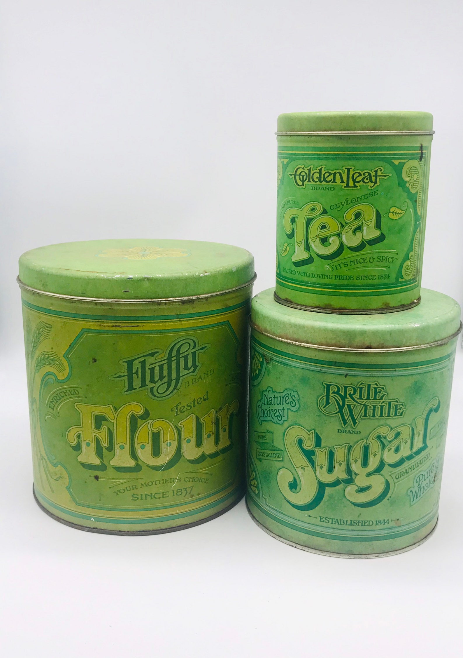 Vintage grüne Zinn Kanister Set Set von drei Bauernhaus | Etsy