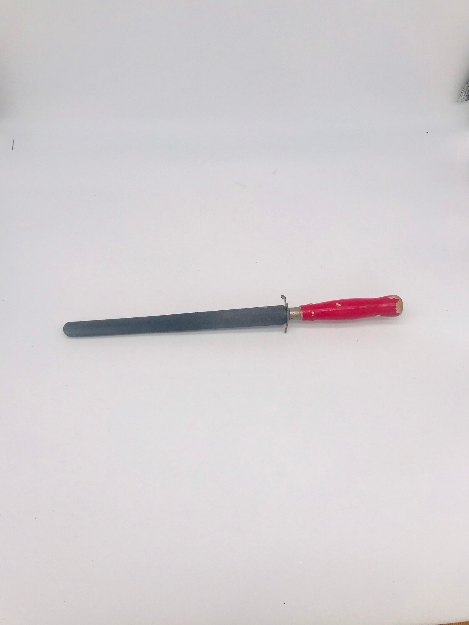 Vintage Red Wood Handle Knife Sharpener Etsy