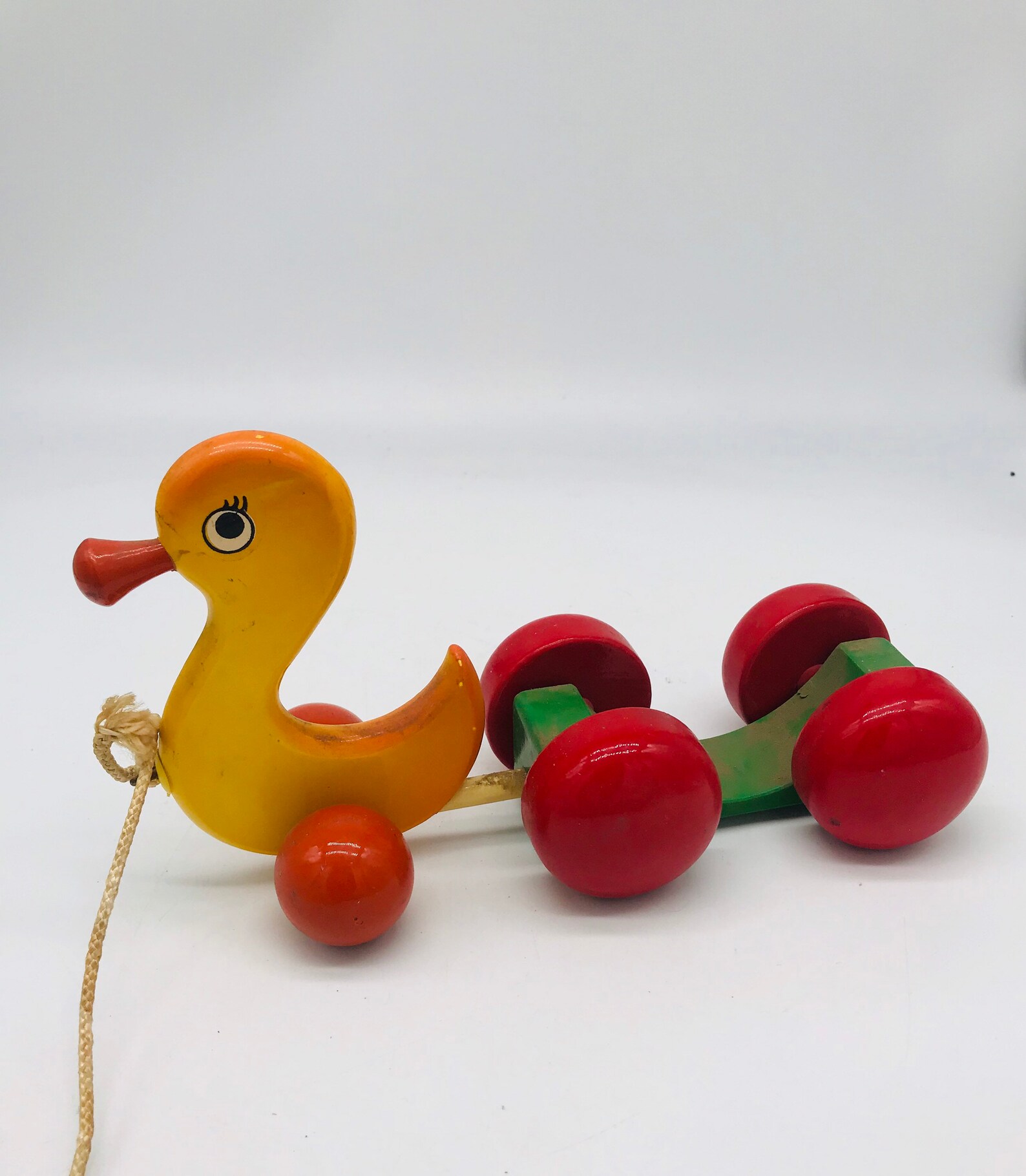 Vintage Wooden Pull Duck With String. Rolling Duck Toy 1960s Etsy