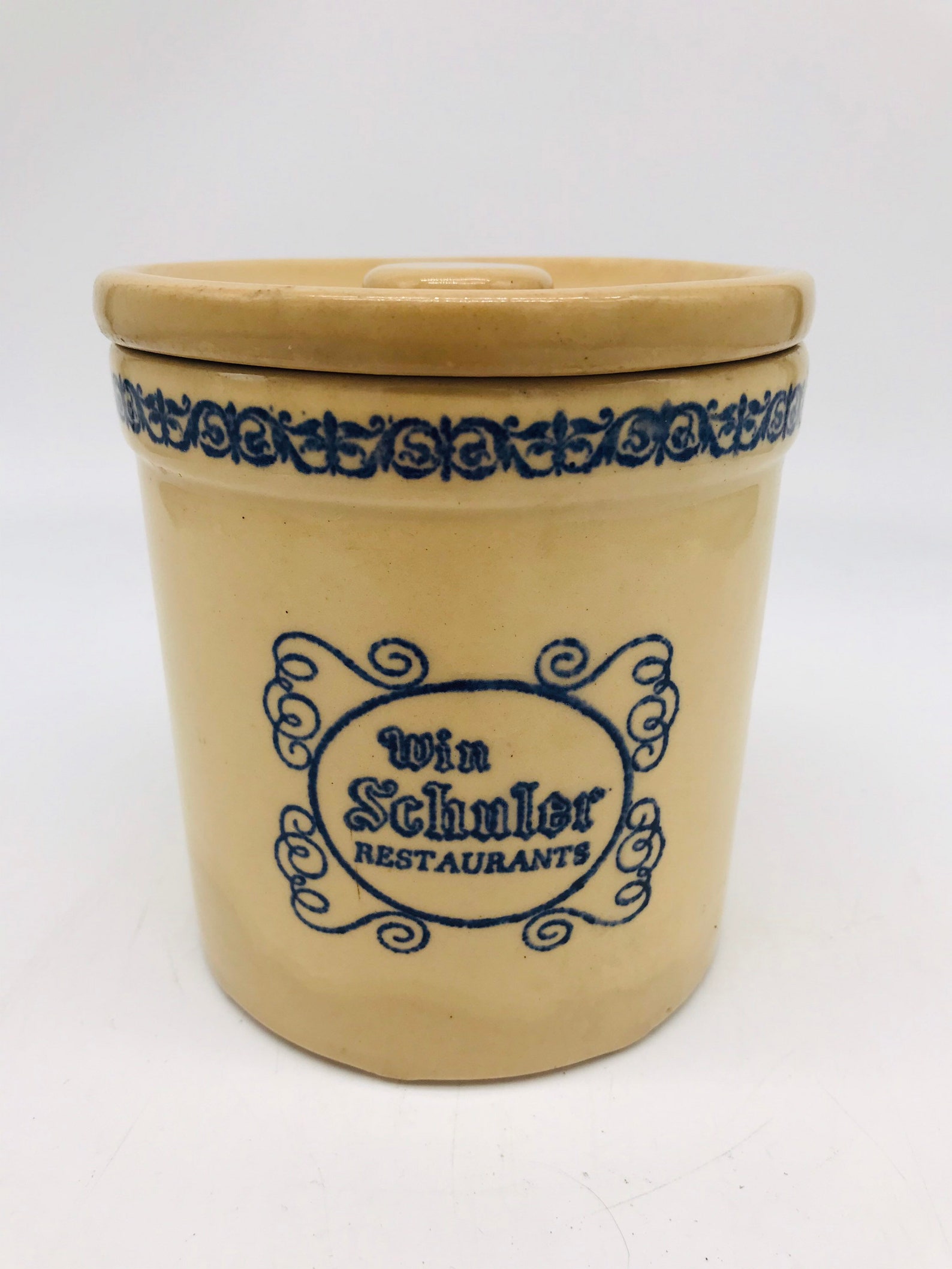 Win Schuler Restaurant Crock Vintage off White Stoneware Crock Etsy