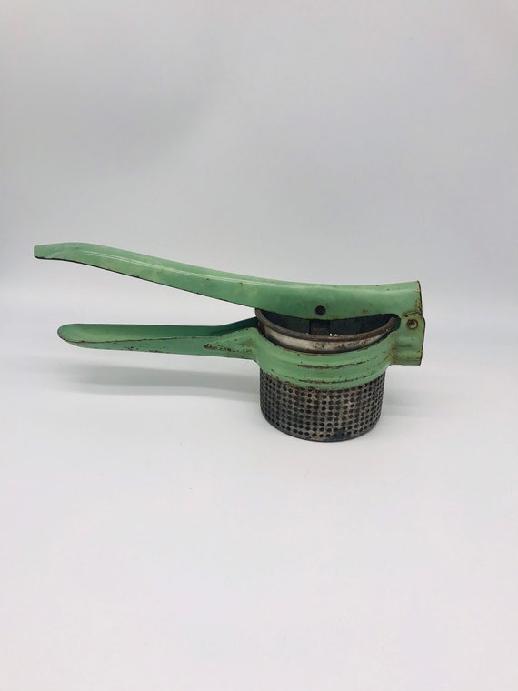 Vintage Green Handle Bean Masher, Vintage Green Handle Potato Masher,  Vintage Green Handle Ricer Farmhouse Ships Free and Fast 