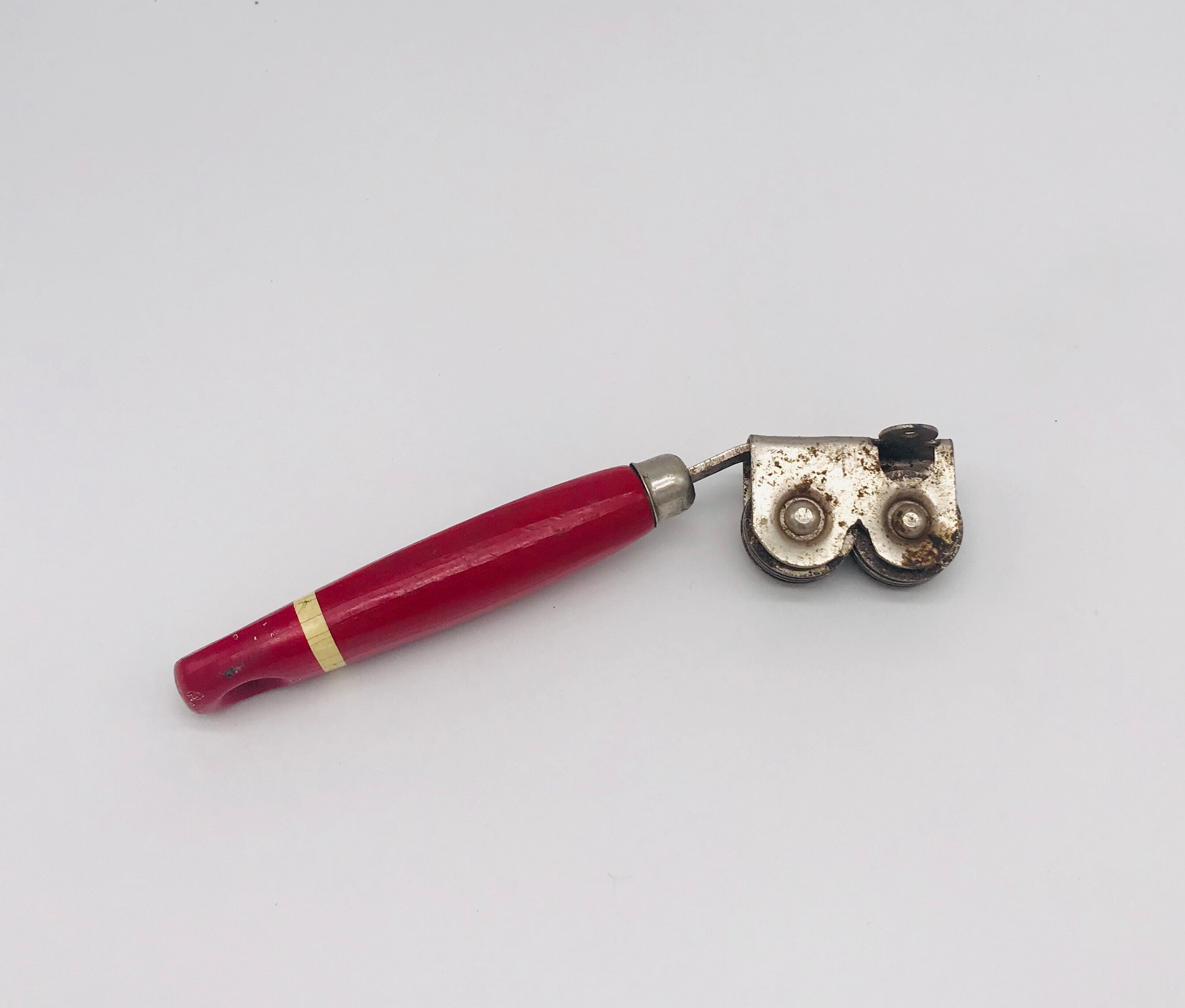 Vintage Knife Sharpener Red Wooden Handle with a Yellowish Etsy