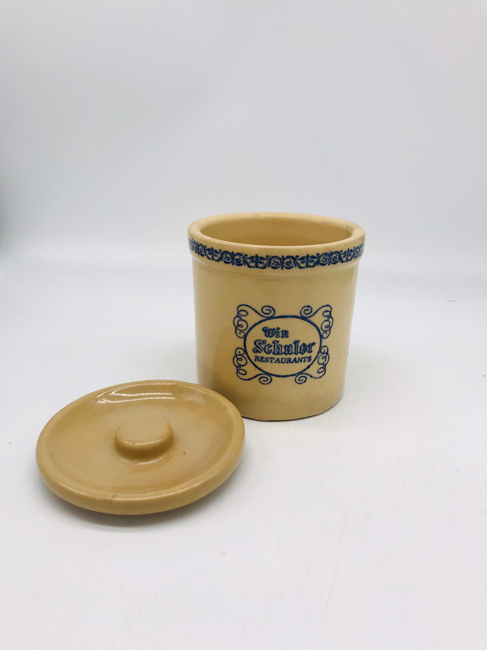 Win Schuler Restaurant Crock Vintage off White Stoneware Crock Etsy