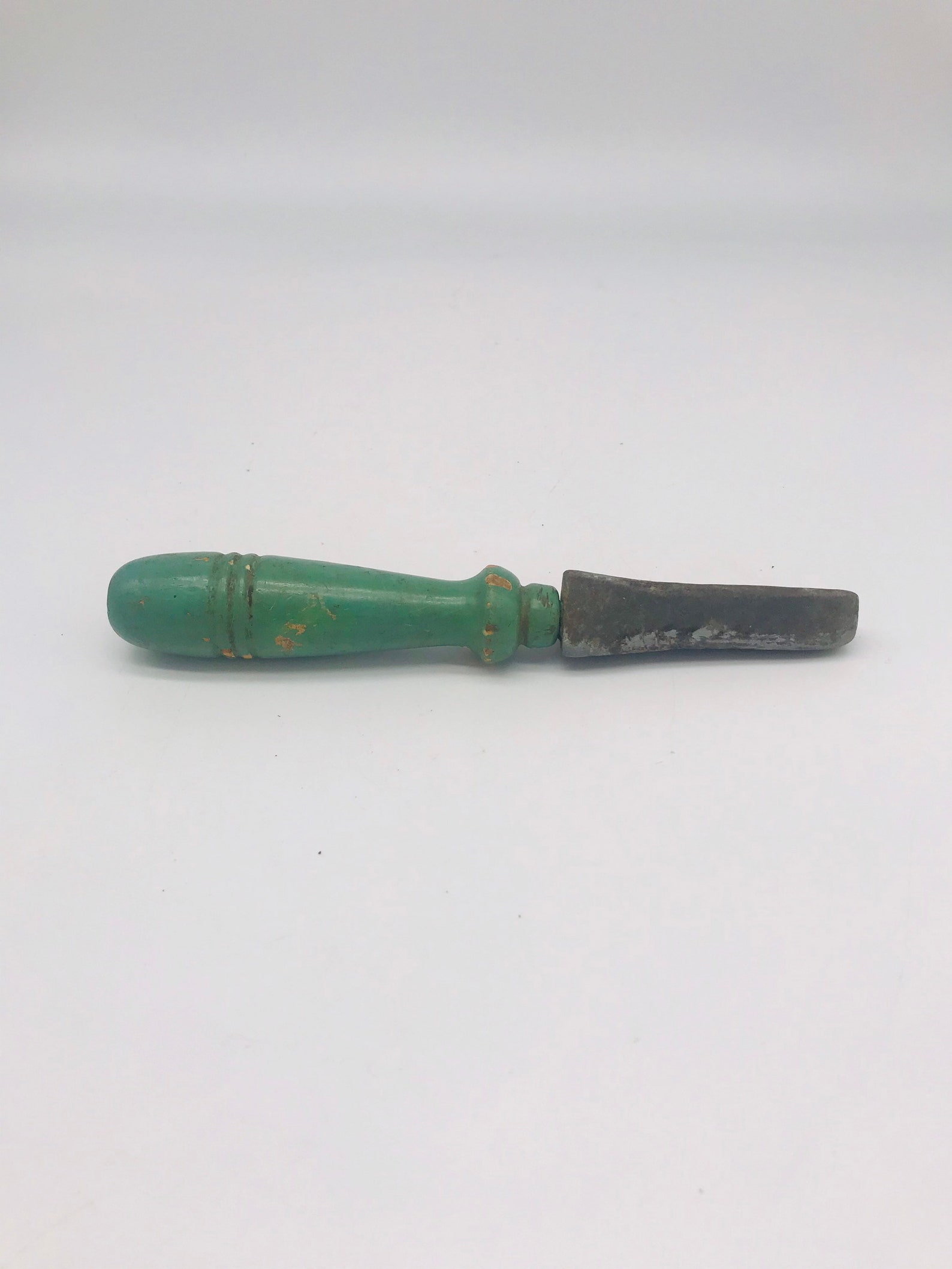 Vintage Green Wooden Handle Knife Sharpener Etsy