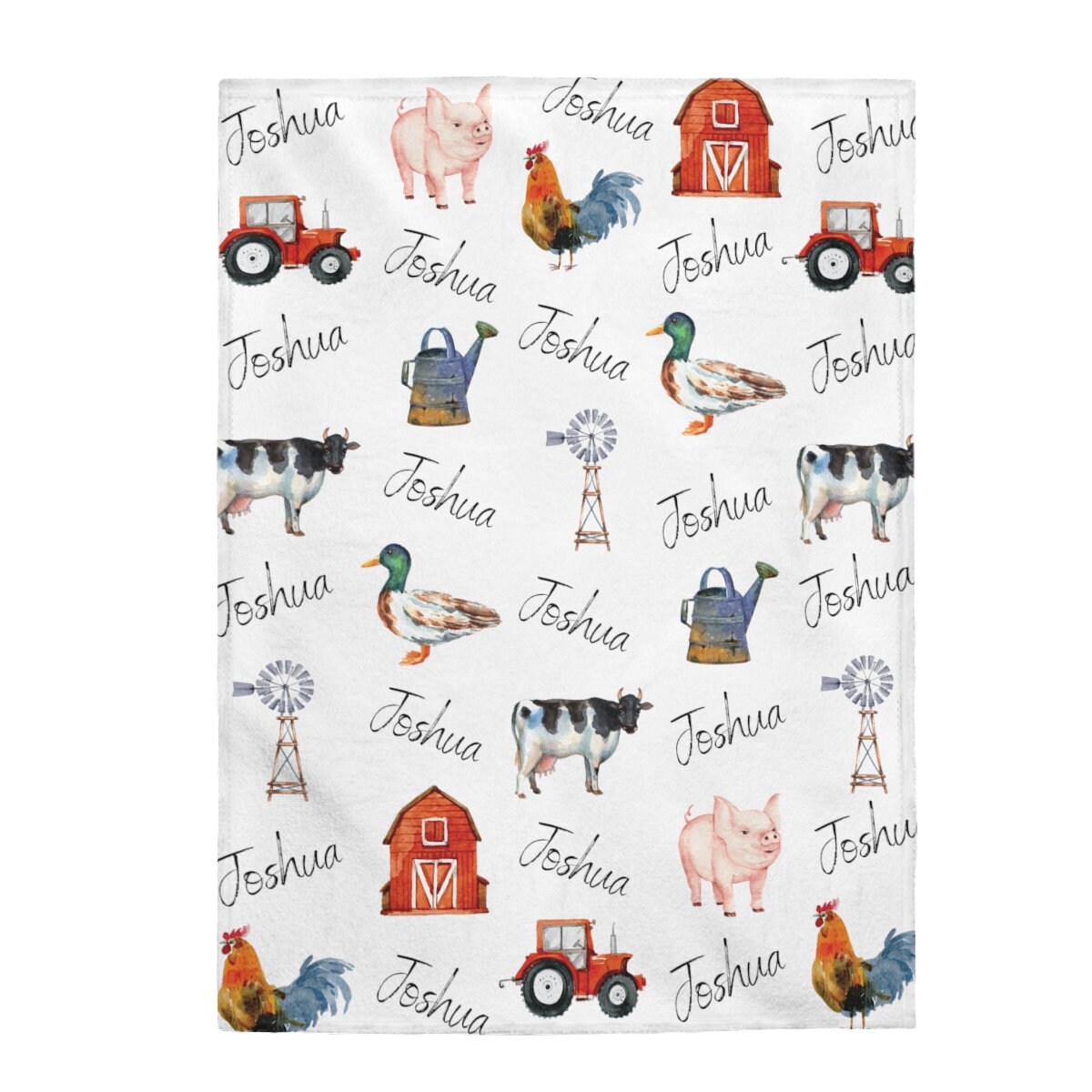Personalized Baby Blanket Farm Baby Name Blanket Etsy