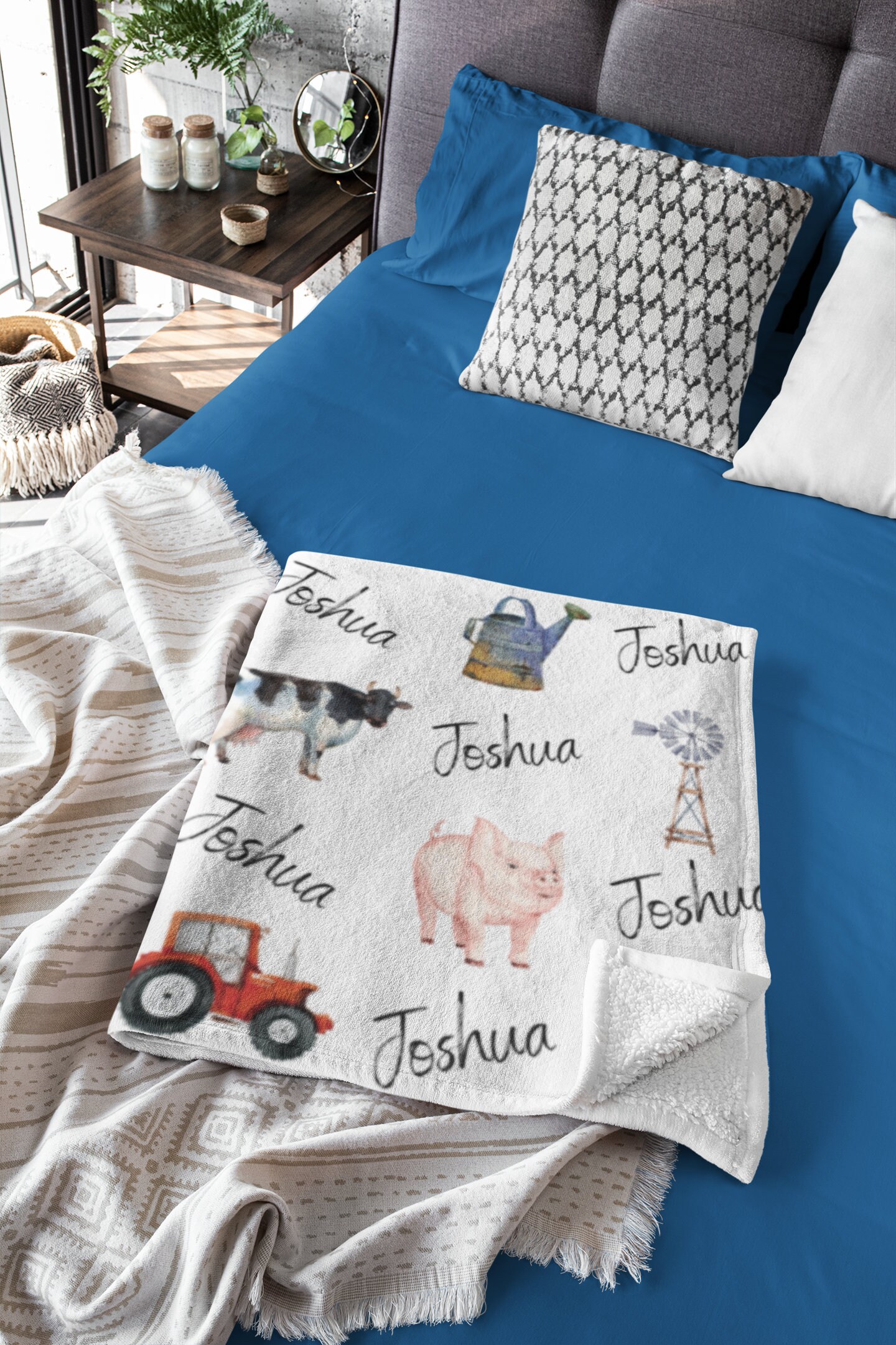 Personalized Baby Blanket Farm Baby Name Blanket Etsy