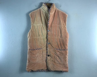 Vintage Aquascutum Of London Corduroy Style Menswear Casual Brand Tracey Outfits Fashion Quilted Rugged Vest sleeveless jacket Orange Medium