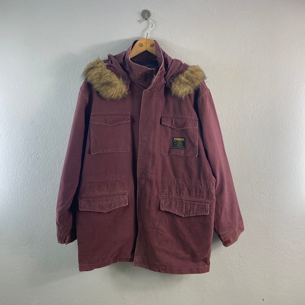 Vintage 90s Posh Boy Field Multipocket M65 Hoddie Style Design Casual Fur Cargo Duck Outfits Streetwear Bombers windbreaker jacket Red Large