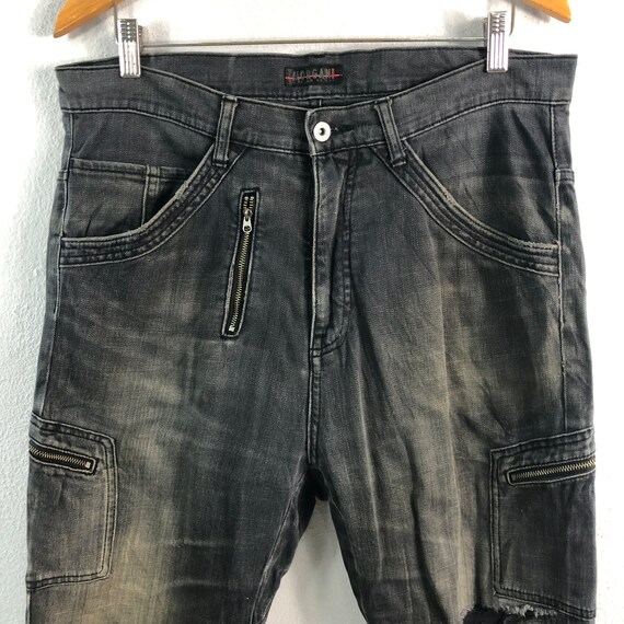 Vintage Morgan Homme Multipocket Distressed Denim Cargo Style 
