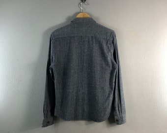 Vintage Marlond Outer Wear Herringbone Style Menswear Design Casual Japanese Brand Outfits Shirt oxford buttondown Blue Medium size
