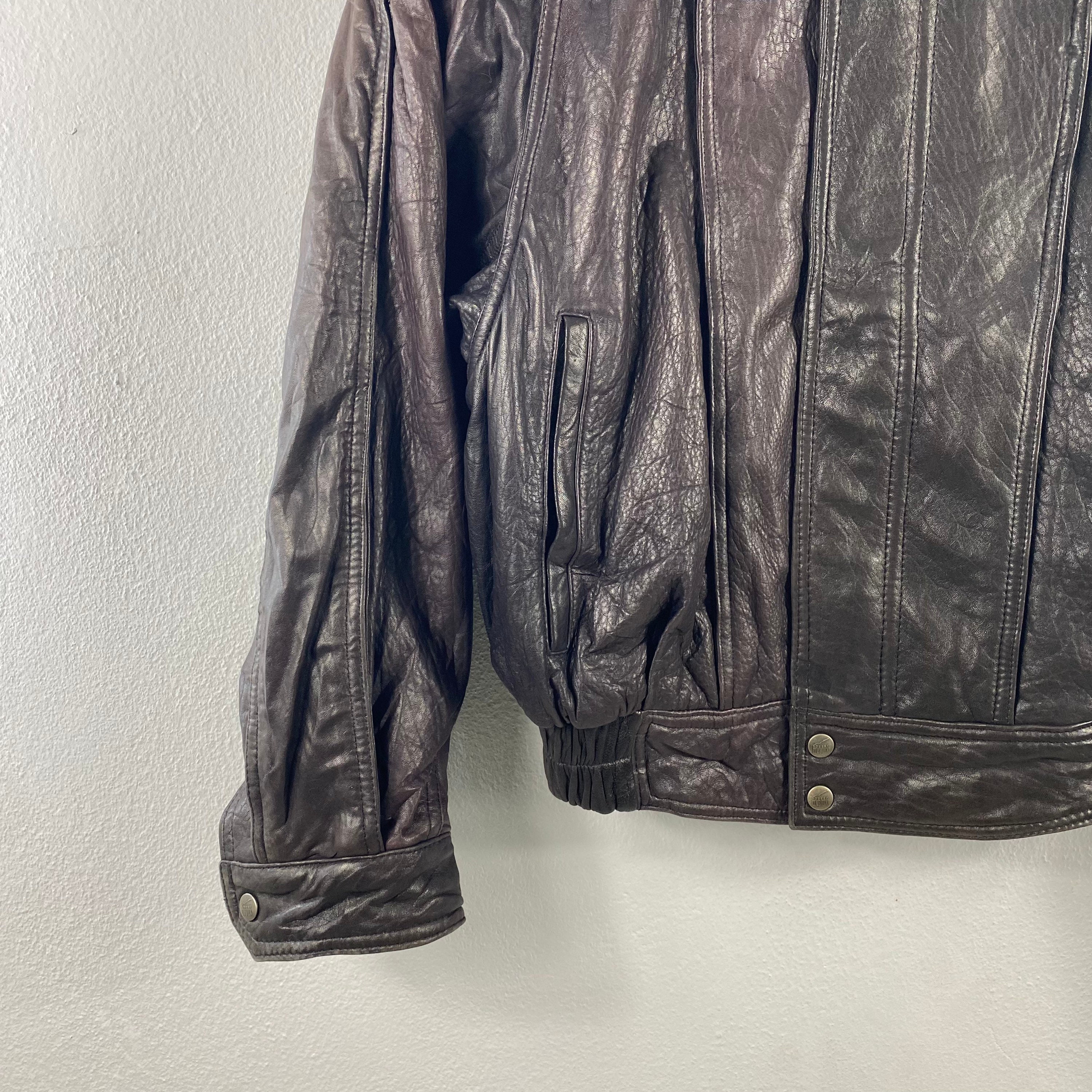 Vtg Comstock RC Black Brown Soft Leather Bomber Jacket Men's Size 42 | eBay