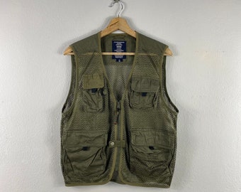 Vintage Nepuca Multipocket Tactical Cargo style Streetwear japanese Tracey Design Outdoor Vest sleeveless jacket green medium size