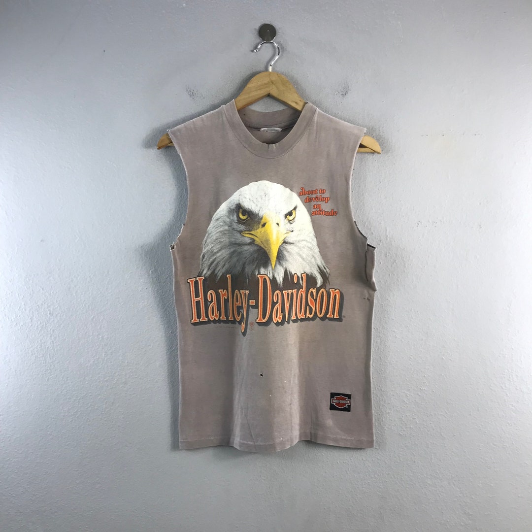 Vintage 80s Harley Davidson Motorcycles Sleeveless Bikers Style
