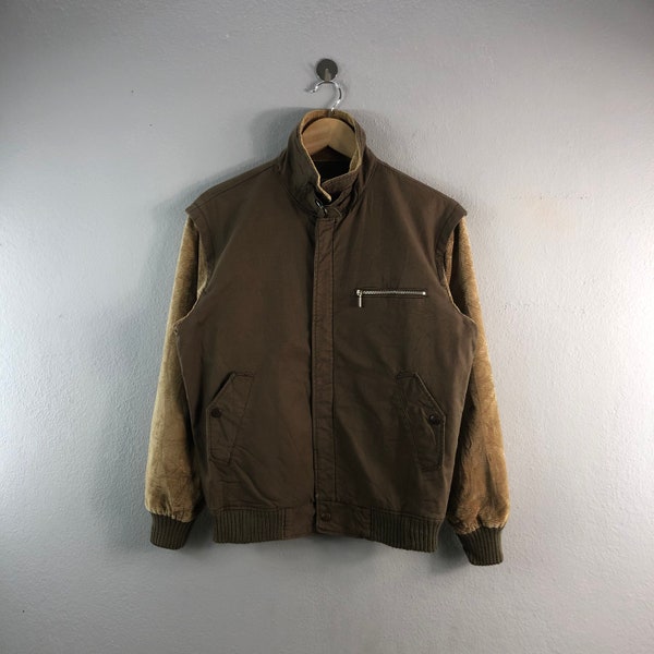 Vintage des années 1990 Renown SimpleLife léger casual velours côtelé manches vêtements pour hommes marque japonaise chasse tenues bombers veste coupe-vent marron moyen