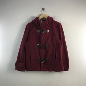 Vintage Union Station Japan Duffle Coat Wool Japanese Brand Menswear Style Casual Outfits Fashion Bombers windbreaker jacket Red Medium