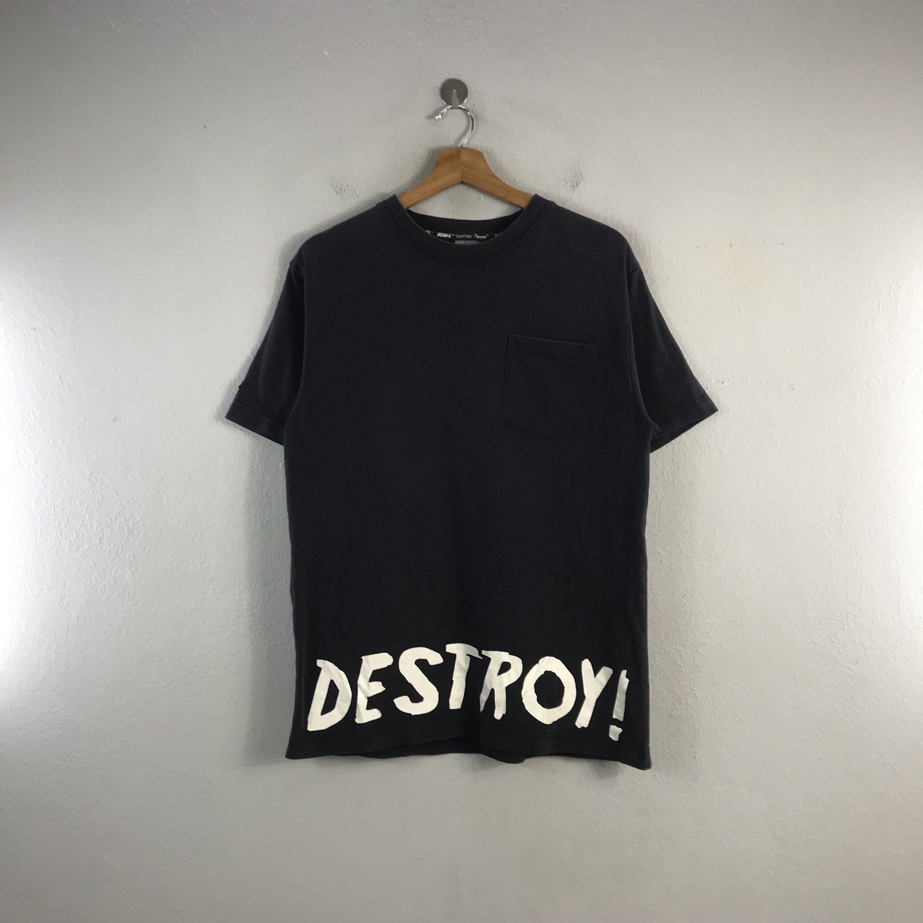 Duppies Five O Destroy Babyblon Style Design Wording Japanese Brand  Streetwear Vintage Casual Outfits Fashion Top tees tshirt Black Large