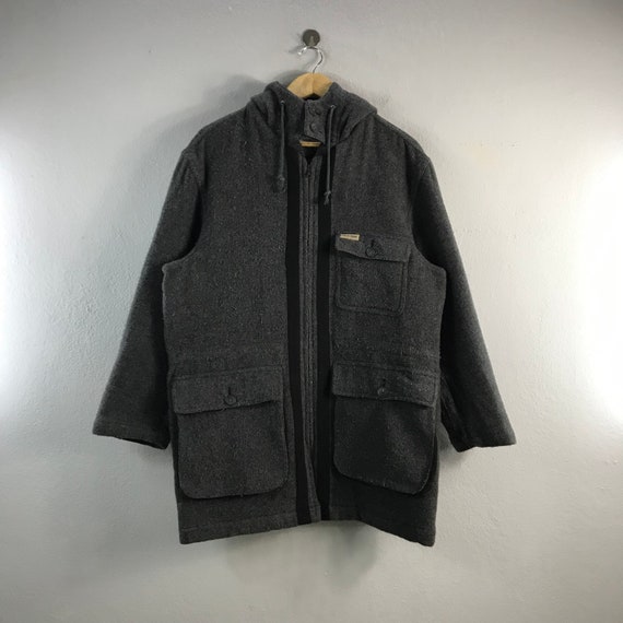 Vintage Marie Claire Pour Homme Field Wool Trench Coat Hoddie Long