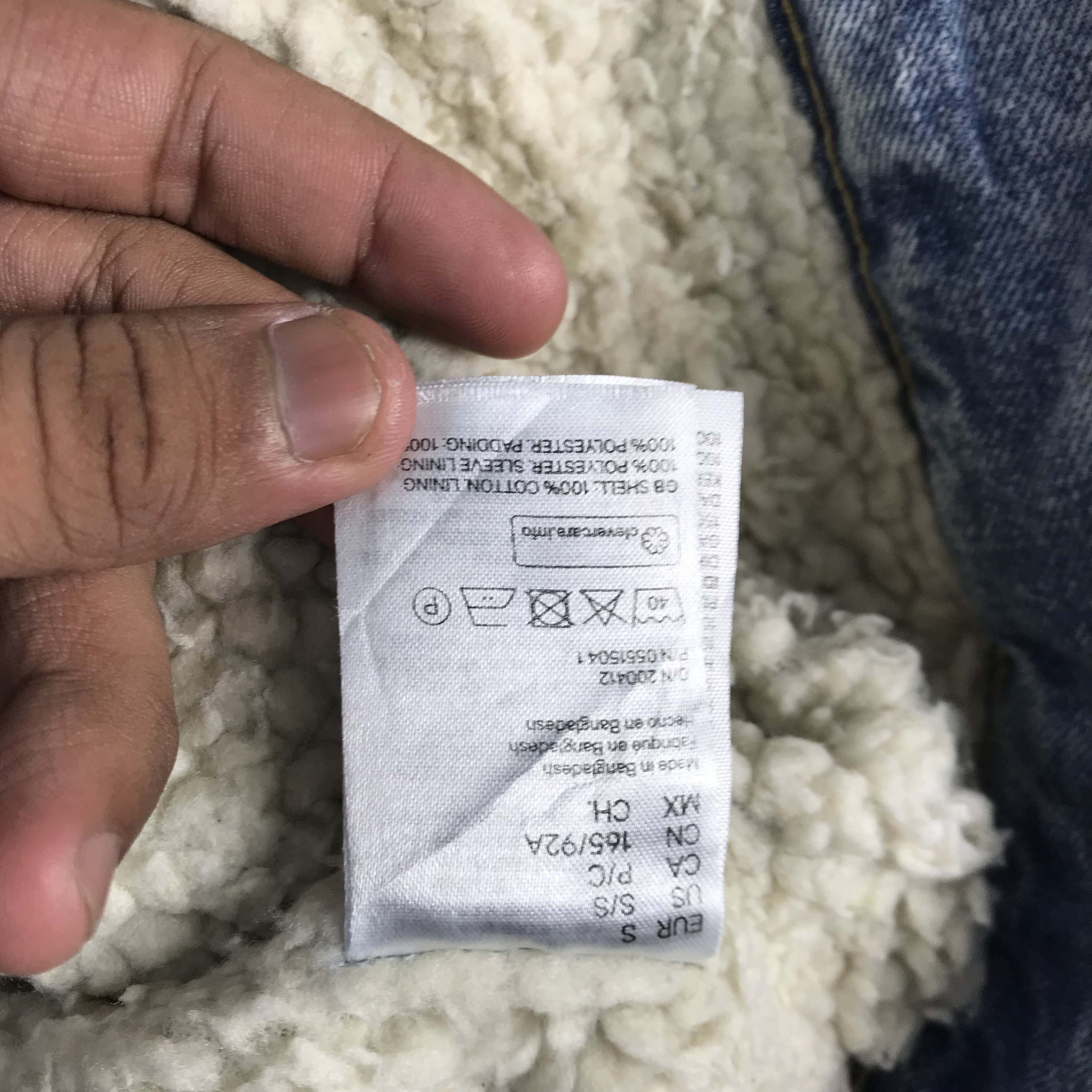 H&m denim deals sherpa jacket