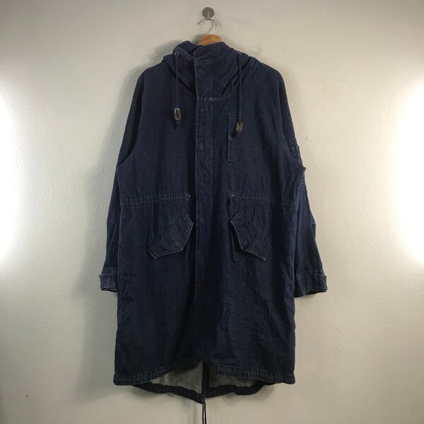 Olive Girl Japan Style Denim Casual Long Japanese Brand Utility Jeans Parka Indigo Outfits Fashion Bombers Veste coupe-vent Bleu Grand