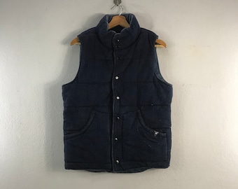 Vintage Denham Quilted Indigo Style Menswear Brand Workwear Casual Duck Germent Tracey Outfits Fashion Vest sleeveless jacket Blue Xsmall