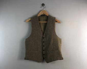 Vintage 90s Cardinal Heartist Style Menswear Wool Fashion Outfits Japanese Brand Casual Tracey Ivy Tank Vest sleeveless jacket Brown Medium