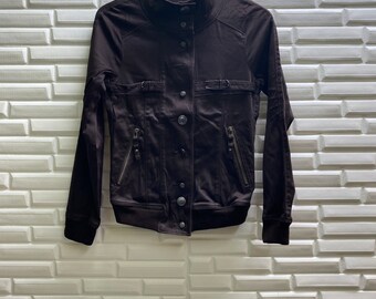 Marithe Francois Girbaud Womens Design Jacket Style Mfg Pocket Designer Rugged Vintage Bombers Windbreaker Jacket Brown Small Women Size
