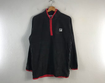 Vintage Fila Half Zipper Fleece Style Casual Streetwear Outdoor Deep Pile Brand Outfits Fashion Sweater Sweatshirt Crewneck Black Medium Etsy Australia