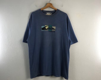 Vintage 90s Quiksilver Surfing Style Beach Casual Streetwear Surf Brand Design Beach Hawaii Outfits Fashion Top tees tshirt Blue Large