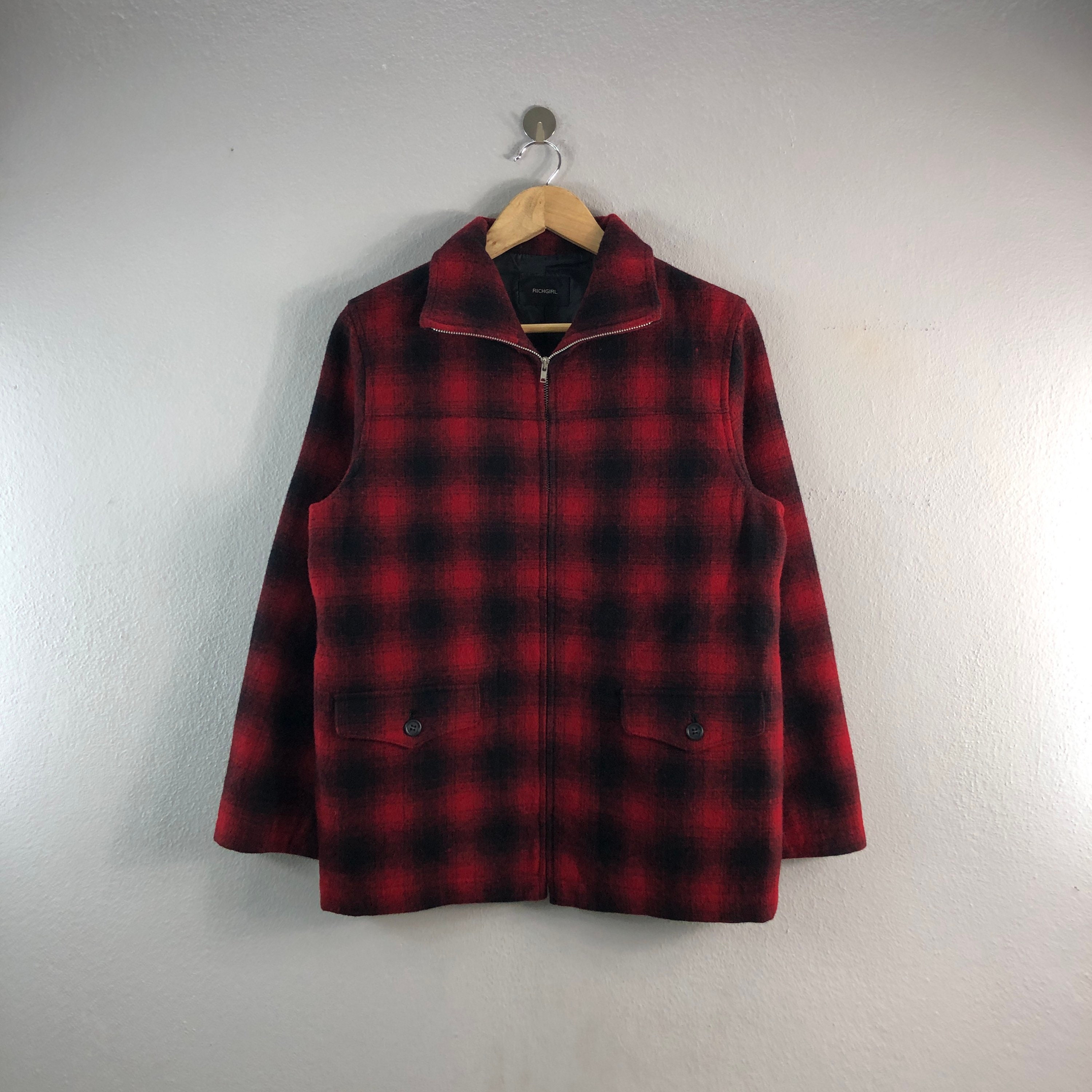 Red checkerboard deals jacket