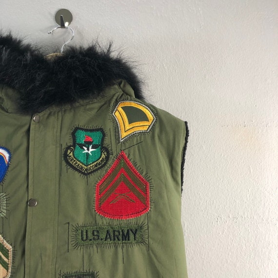 Us Army Style Patches Miltitary Vintage Mink Fur Hoddie Us Army Style Patches Miltitary Vintage Mink Fur Hoddie