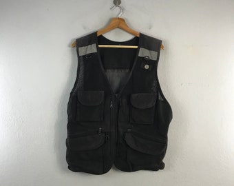 Vintage 1990s Multipocket Style Casual Utility Tactical Streetwear Japanese Brand Outfits Fashion Tracey Vest sleeveless jacket Black XL