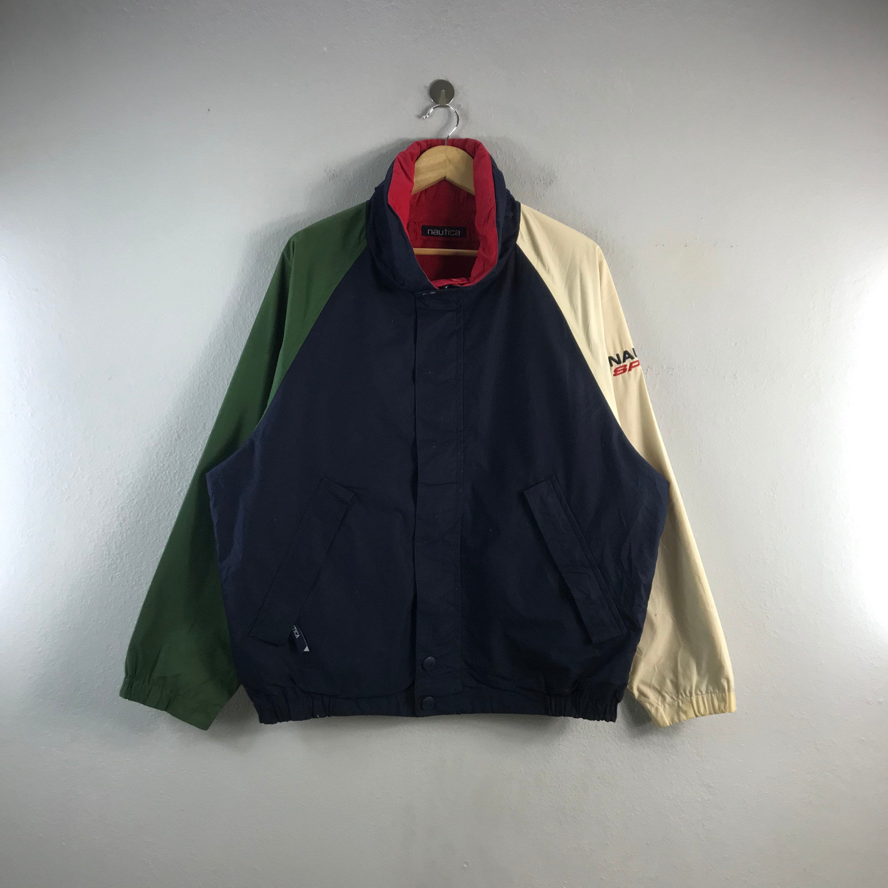 Vintage Nautica Sports Yacht Style Menswear Colorblock Casual Light Brand  Outfits Fashion Bombers Windbreaker Jacket Blue Medium 