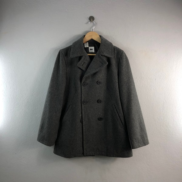 Vintage DKNY Classics Donna Karan Caban en laine new-yorkais Style Marque de mode Tenues Casual Trench Bombers Veste coupe-vent Gris Large