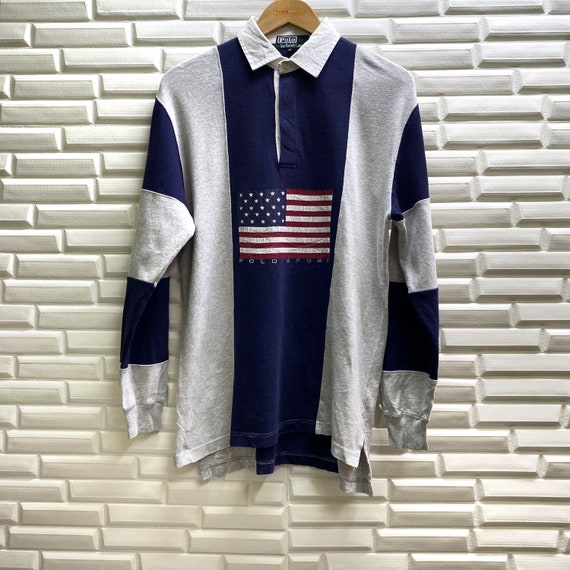 Vintage Polo Sport ralph lauren double rl striped… - image 1