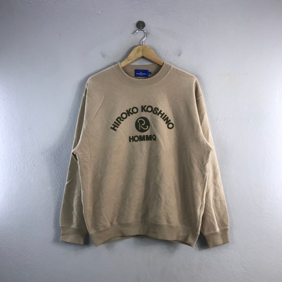 Vintage Hiroko Koshino Homme Embroidered Japanese Brand Casual Menswear Style Fashion Outfits Sweater Crewneck Sweatshirt Beige Large Etsy New Zealand