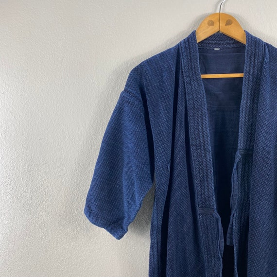 Vintage Indigo Blue Japanese Brand Noragi Kimono … - image 2