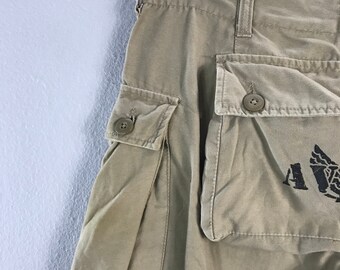 Vintage Avirex Monkey Multipocket Cargo Aircrew Garment Menswear Casual  Utility Tactical Brand Outfits Short Trouser Pants Beige W32L13 