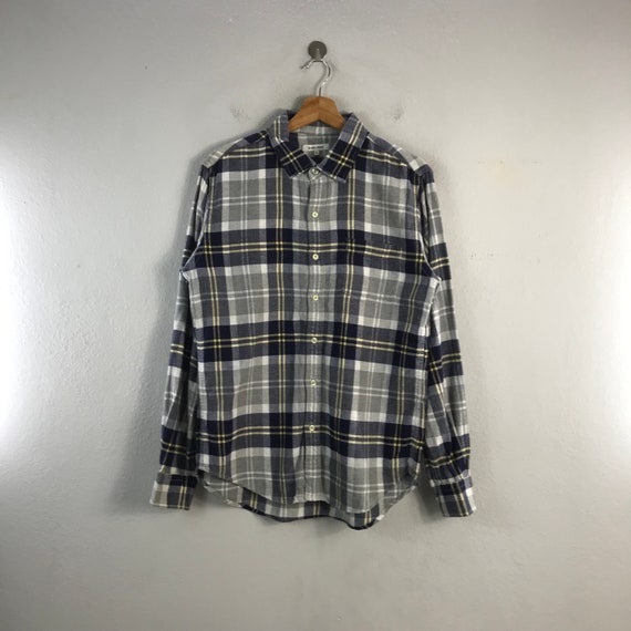 Vintage Global Work Checkered Tartan Rugged Japanese Brand Casual Flannel Menswear Works Fashion Outfits Shirt Oxford Buttondown Grey Large Etsy UK