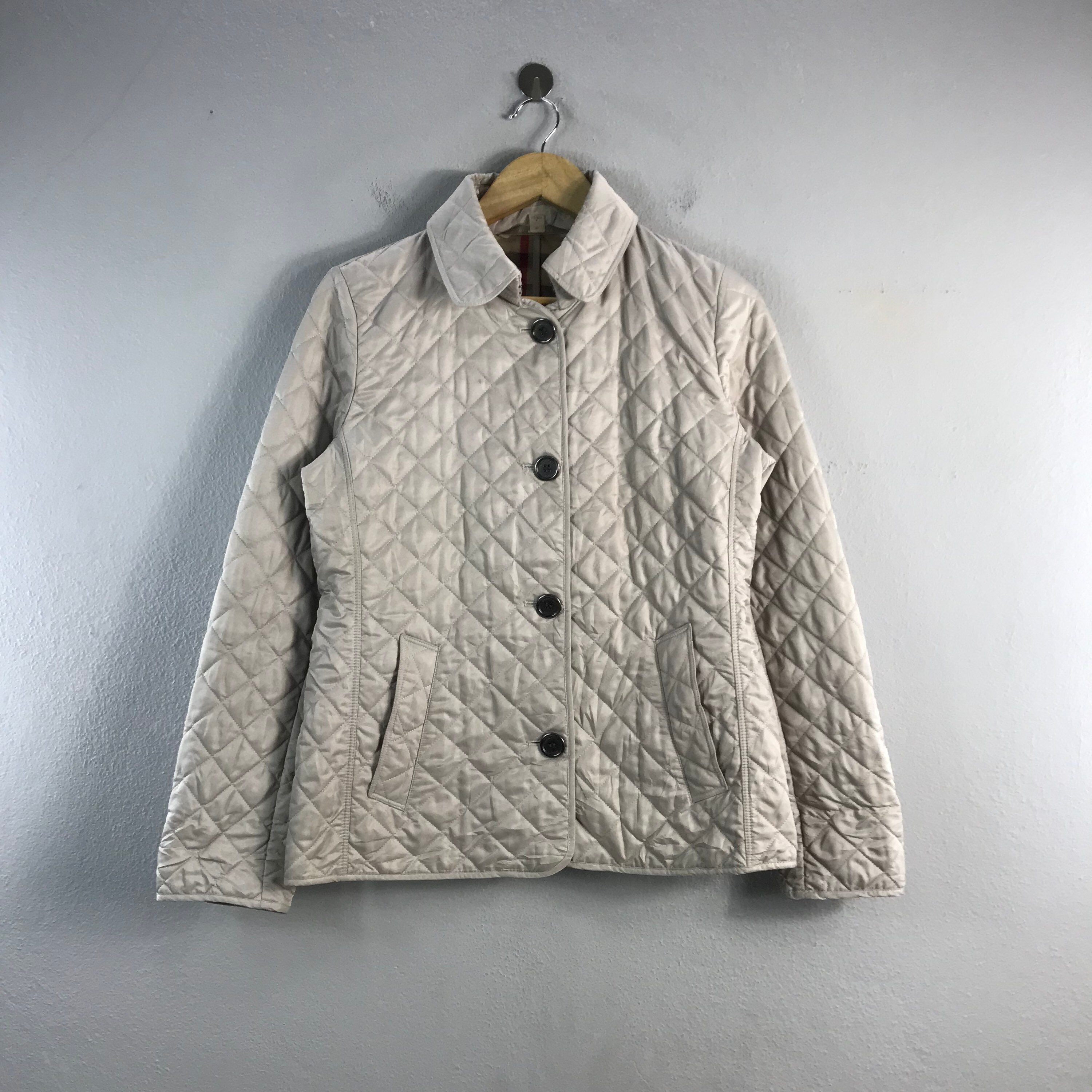 Vintage Burberry Brit Checkered Womens Style Light Designer Quilted Brand Fashion Outfits Bombers Windbreaker Jacket Grey Small Etsy