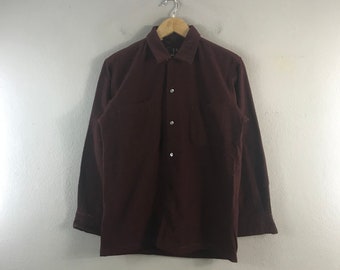 Vintage 70s Big Ben Wool double pocket Menswear Casual style Workwear Fashion japanese Brand Outfits Shirt oxford buttondown red medium