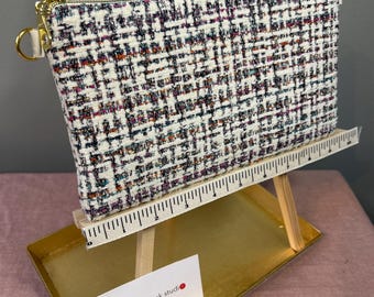 Faux Coco Tweed Designer Fabric Handmade Upcycled Clutch 110