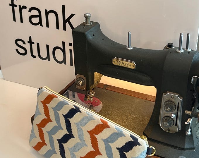 Whale’s Tail Woven Designer Fabric Handmade Upcycled Clutch C14