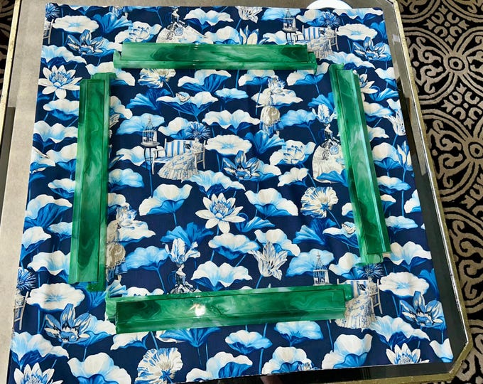 Mahjong mat Blue Blooms