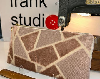 Dusty Rose Geometric Designer Woven Handmade UPcycled bag XL 13