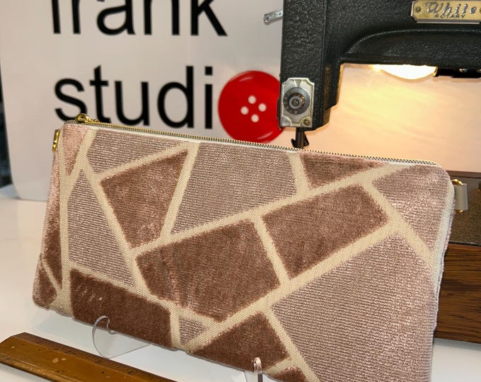 Dusty Rose Geometric Designer Woven Handmade UPcycled bag XL 13