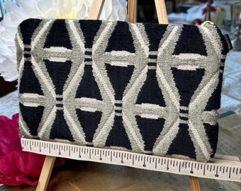 Alpha & Omega Velvet Designer Fabric Handmade Upcycled Clutch 15