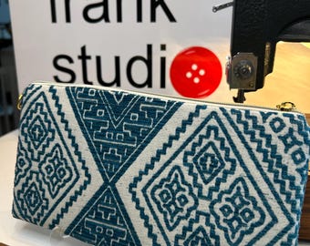 Teal Bandana Twist Unique Handmade UPcycled Clutch 38