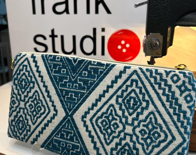 Teal Bandana Twist Unique Handmade UPcycled Clutch 38