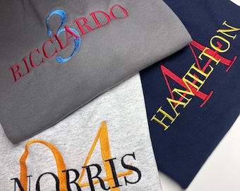 Sudadera bordada de Fórmula 1 Números de piloto